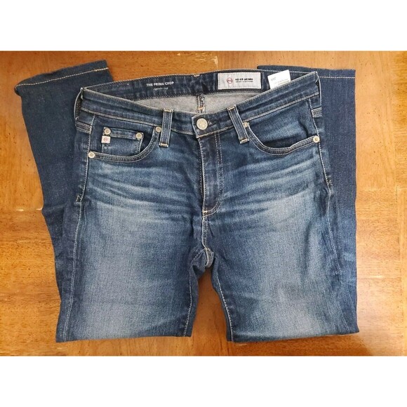 Ag Adriano Goldschmied Prima Cigarette Crop Jeans Medium Wash Blue Low Rise 26R - Picture 1 of 9